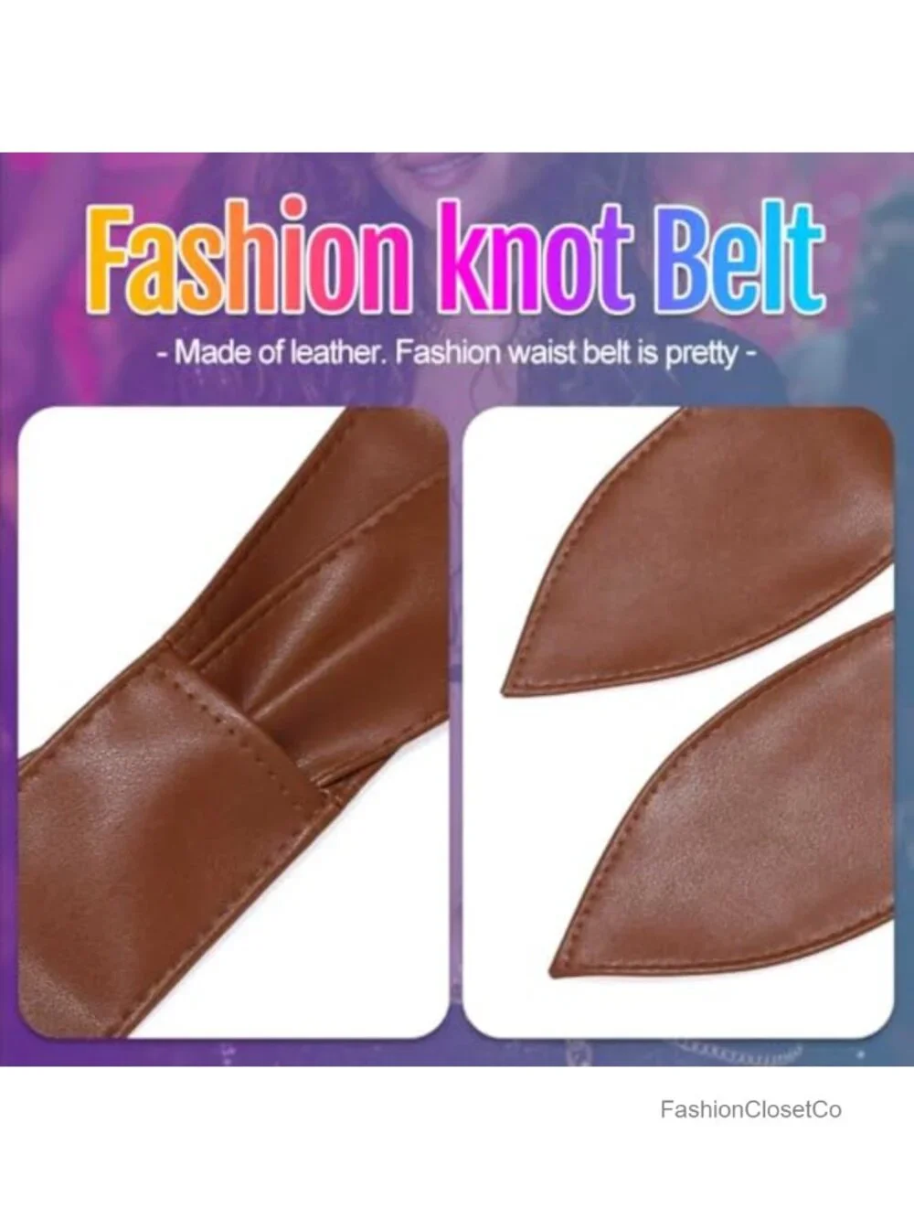 Wide Leather Wrap Belt with Knot Closure - Adjustable Obi Belt